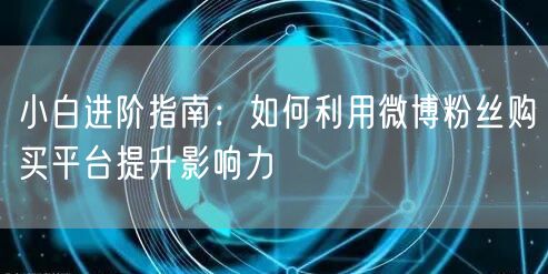 小白进阶指南：如何利用微博粉丝购买平台提升影响力