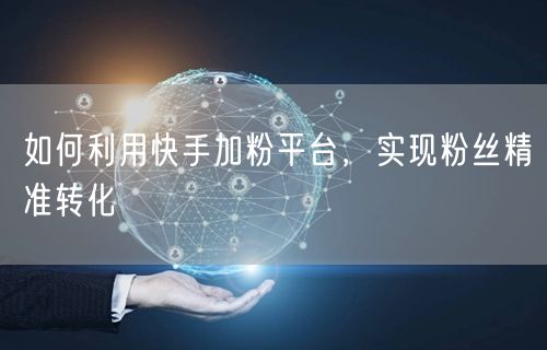 如何利用快手加粉平台，实现粉丝精准转化