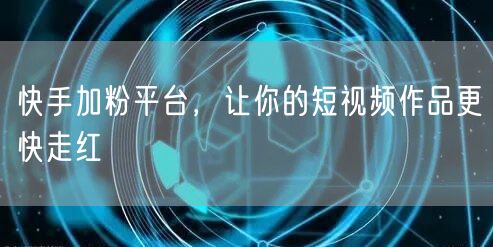 快手加粉平台，让你的短视频作品更快走红
