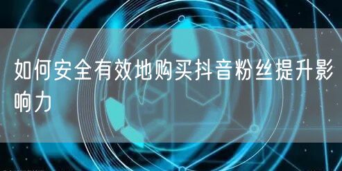 如何安全有效地购买抖音粉丝提升影响力