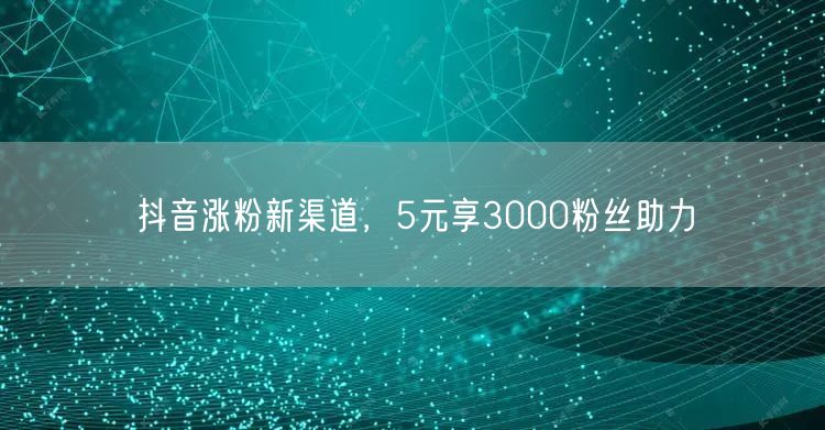抖音涨粉新渠道，5元享3000粉丝助力