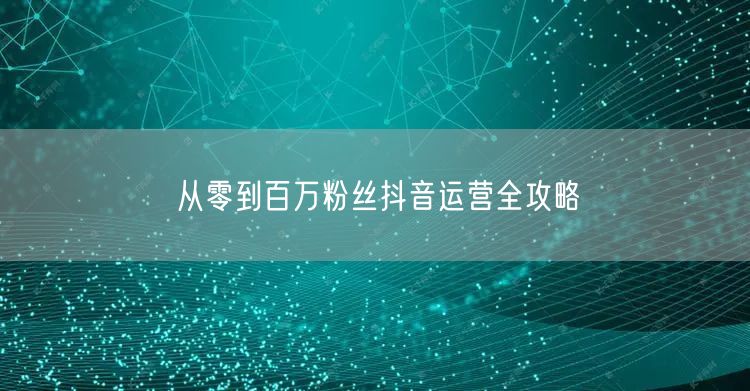 从零到百万粉丝抖音运营全攻略