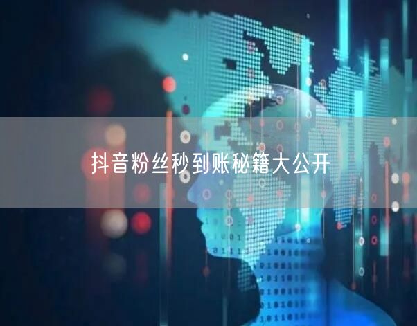 抖音粉丝秒到账秘籍大公开