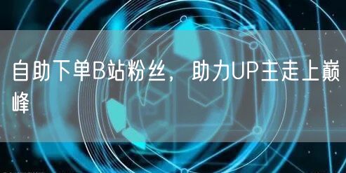 自助下单B站粉丝，助力UP主走上巅峰