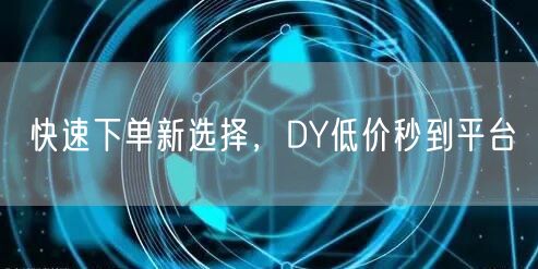快速下单新选择，DY低价秒到平台