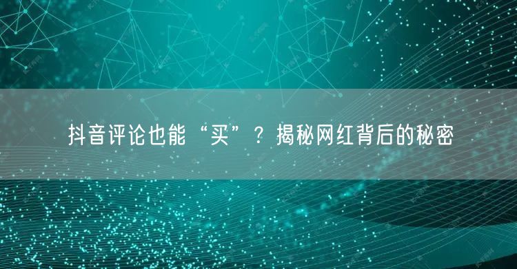 抖音评论也能“买”？揭秘网红背后的秘密
