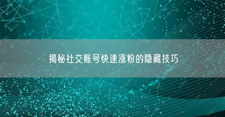 揭秘社交账号快速涨粉的隐藏技巧