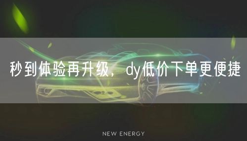 秒到体验再升级，dy低价下单更便捷