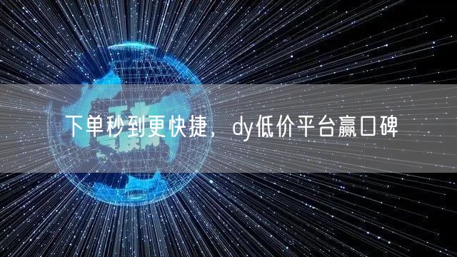 下单秒到更快捷，dy低价平台赢口碑