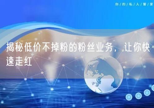 揭秘低价不掉粉的粉丝业务，让你快速走红