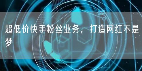 超低价快手粉丝业务，打造网红不是梦