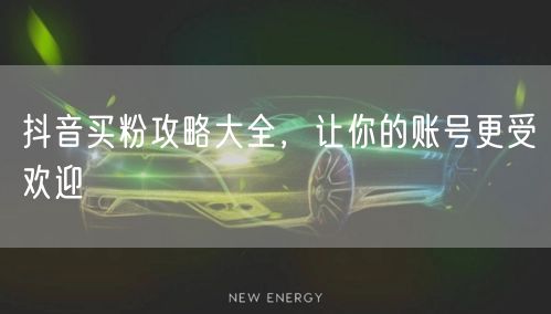 抖音买粉攻略大全，让你的账号更受欢迎