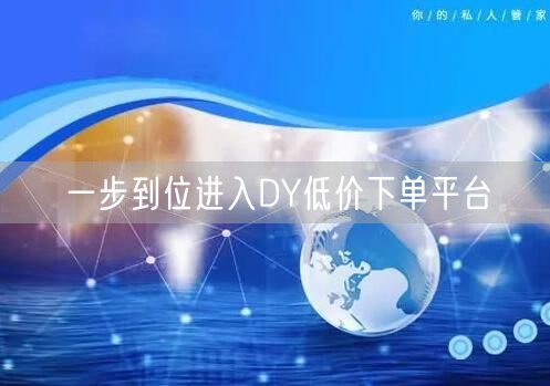 一步到位进入DY低价下单平台