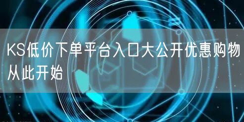 KS低价下单平台入口大公开优惠购物从此开始