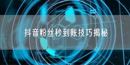 抖音粉丝秒到账技巧揭秘