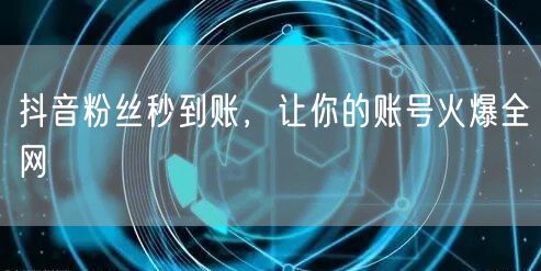 抖音粉丝秒到账，让你的账号火爆全网