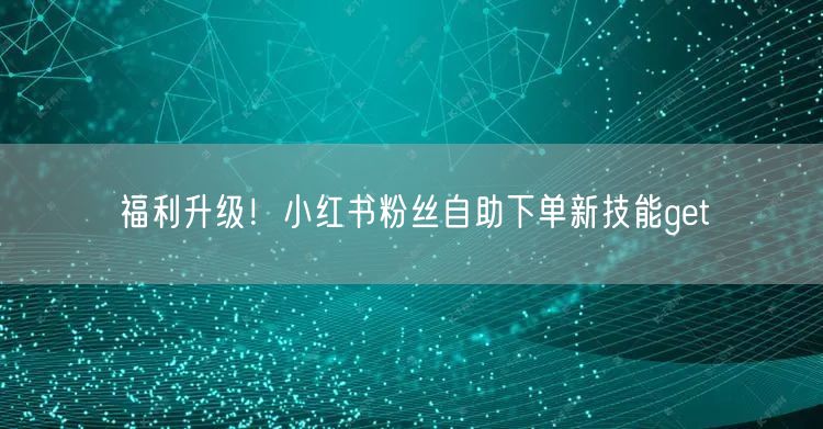 福利升级！小红书粉丝自助下单新技能get