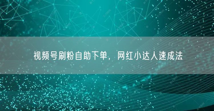 视频号刷粉自助下单，网红小达人速成法