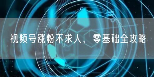 视频号涨粉不求人，零基础全攻略