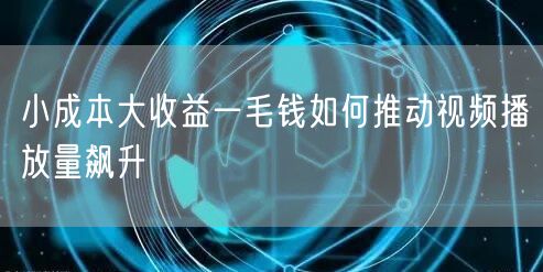 小成本大收益一毛钱如何推动视频播放量飙升