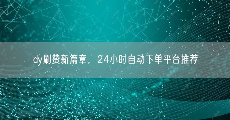 dy刷赞新篇章，24小时自动下单平台推荐
