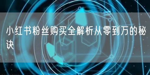 小红书粉丝购买全解析从零到万的秘诀
