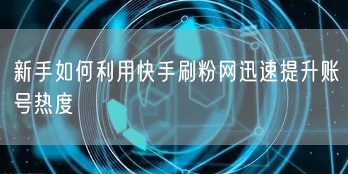 新手如何利用快手刷粉网迅速提升账号热度