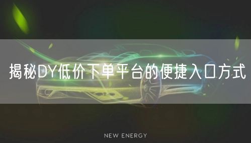 揭秘DY低价下单平台的便捷入口方式
