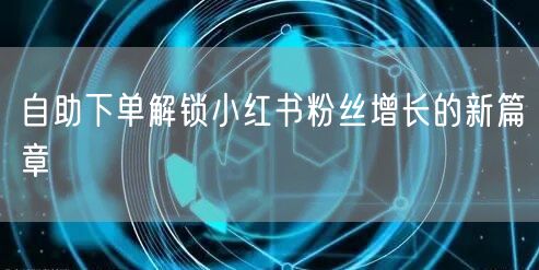 自助下单解锁小红书粉丝增长的新篇章