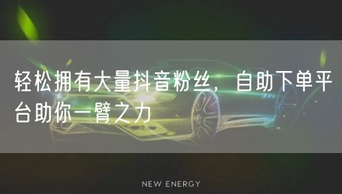 轻松拥有大量抖音粉丝，自助下单平台助你一臂之力