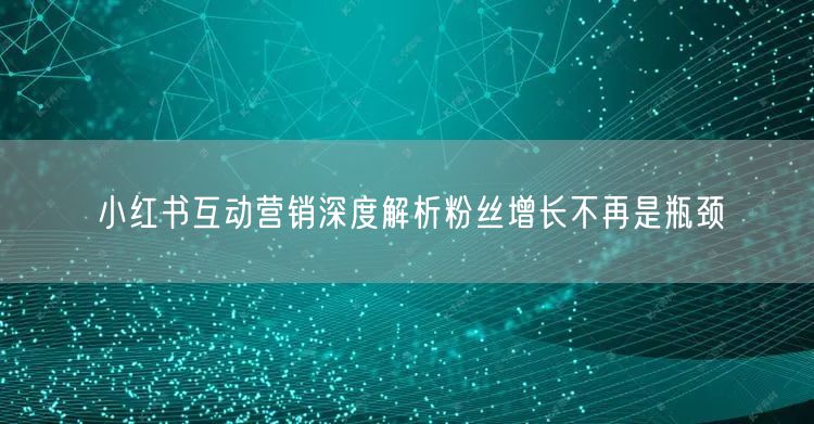 小红书互动营销深度解析粉丝增长不再是瓶颈