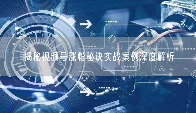 揭秘视频号涨粉秘诀实战案例深度解析