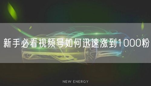 新手必看视频号如何迅速涨到1000粉